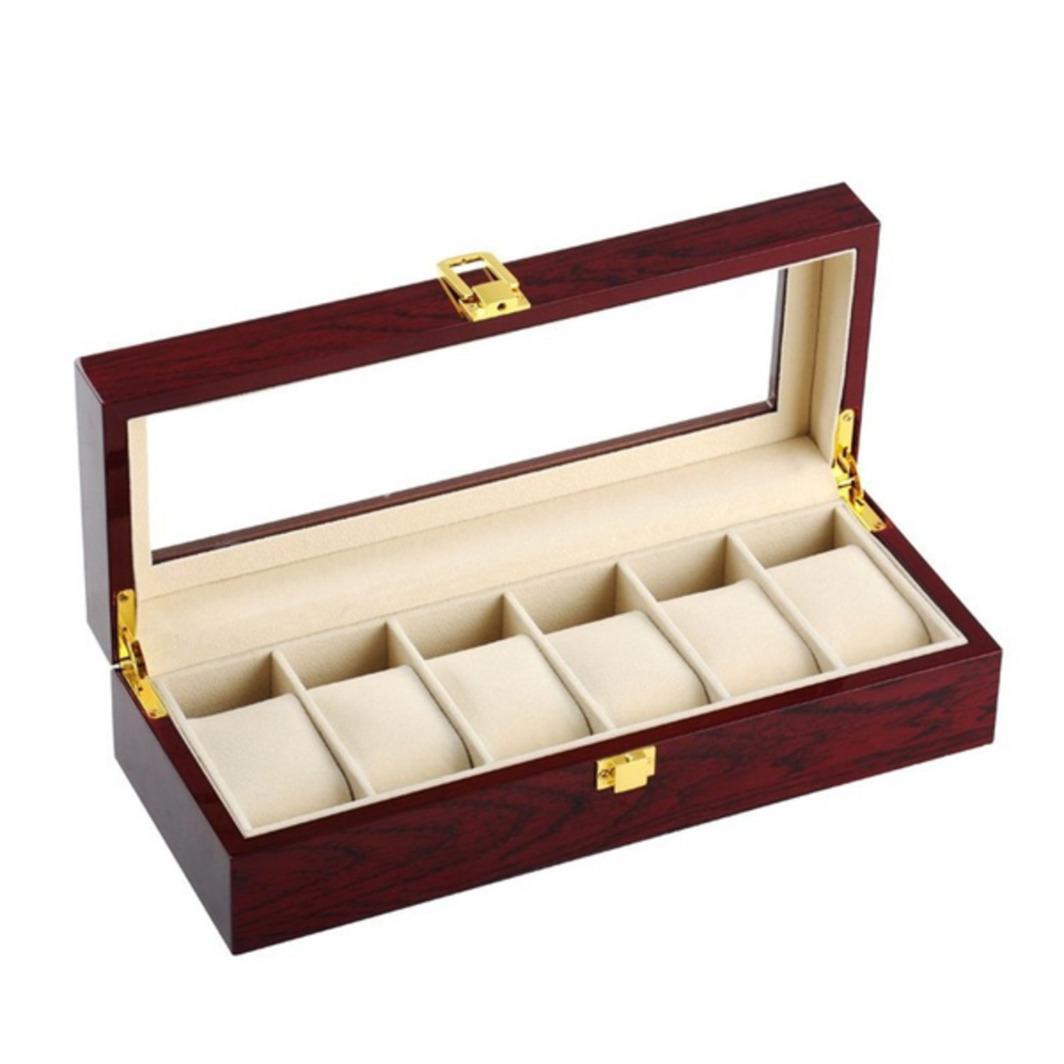 Product Image for Watchbox Klockbox i trä för 6 klockor med fönster - Rosenträ