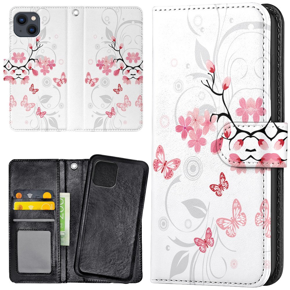 Lommebok Deksel Naturlig Mønster for iPhone 15