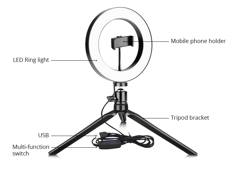 Selfie-lampa med mobilhållare (1 av 12)