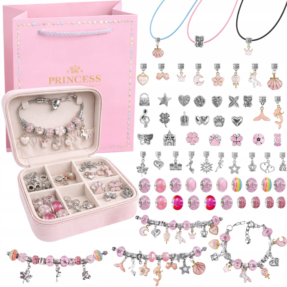 Pysselset Smycken Barn Rosa – DIY Armband & Halsband med Berlocker Presentset