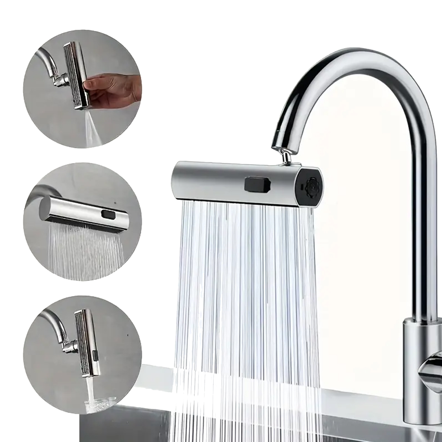 Roterbar köksblandare med 3 lägen