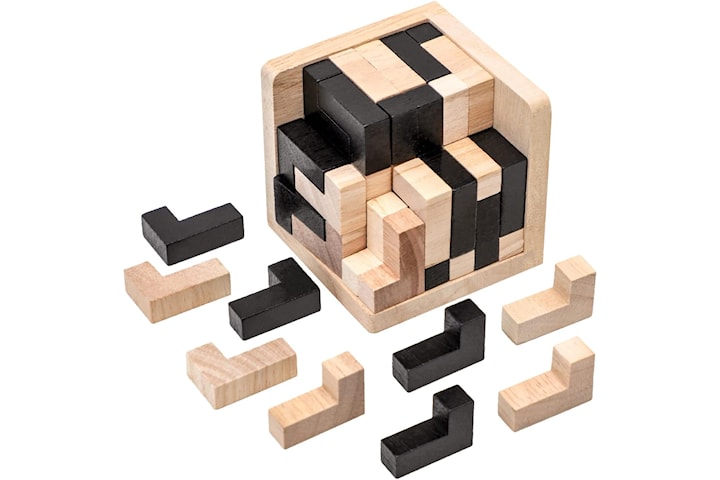 Träpusselkub 3D-pussel IQ-pussel Kreativ pedagogisk leksak 54 bitar