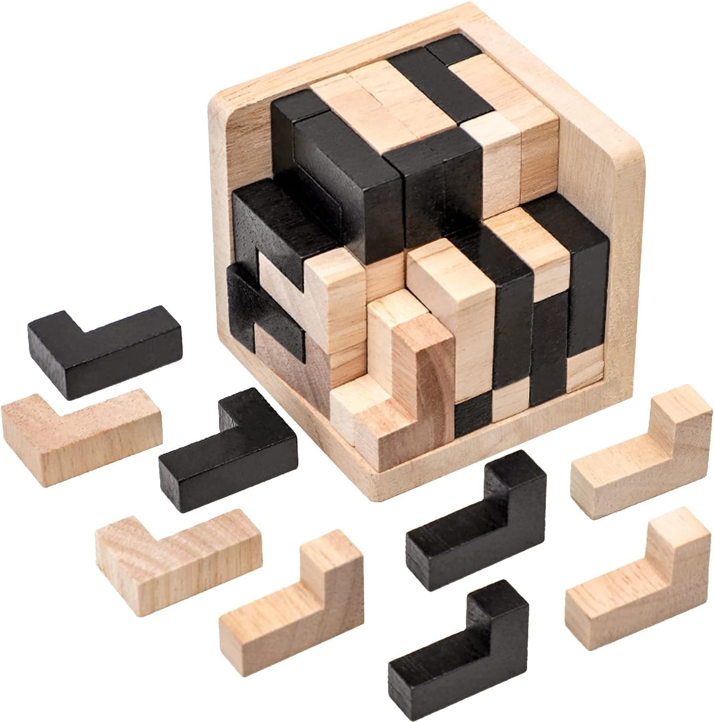 Träpusselkub 3D-pussel IQ-pussel Kreativ pedagogisk leksak 54 bitar (1 av 8)