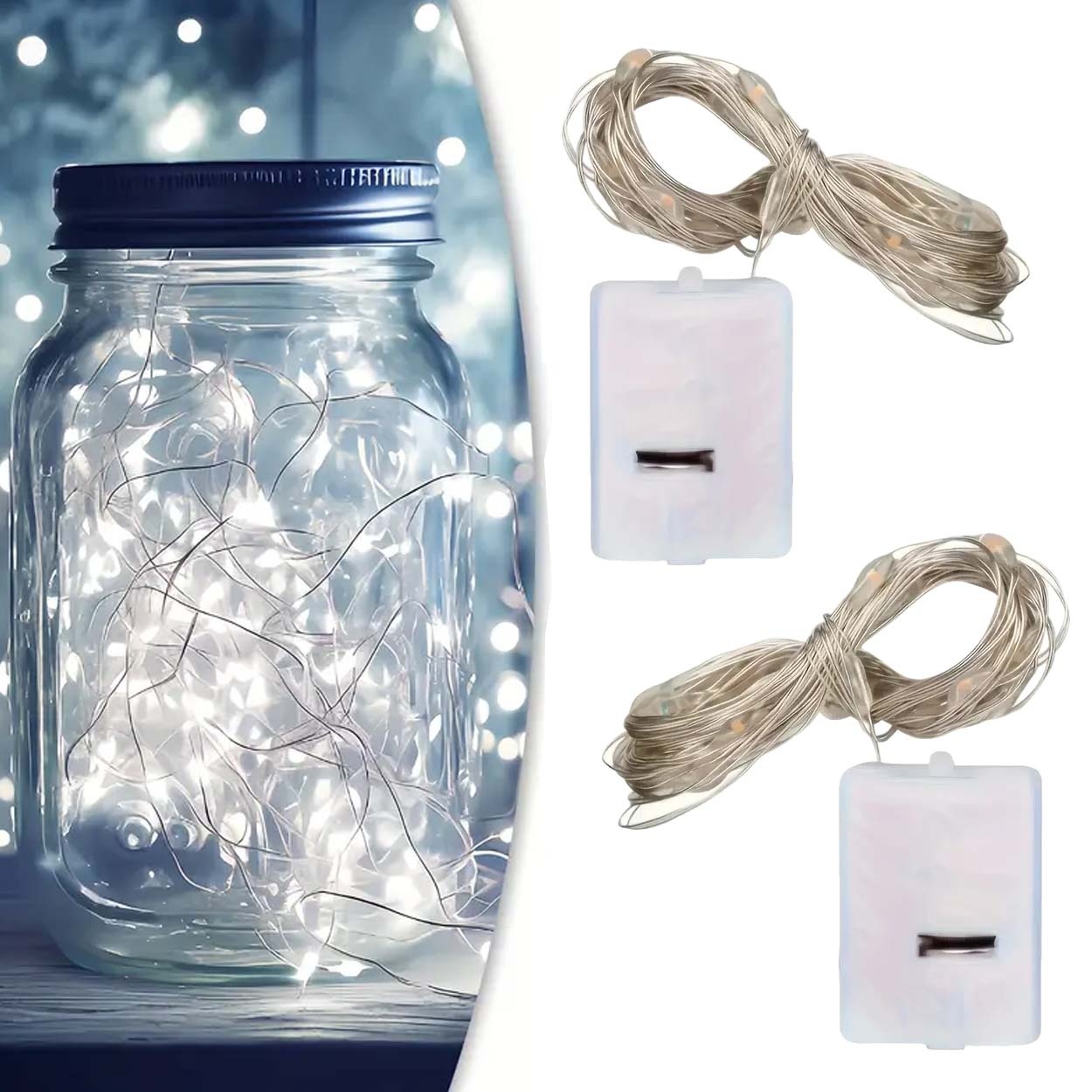 Product Image for 2st Batteridriven LED Ljusslinga Kall Vit 1m