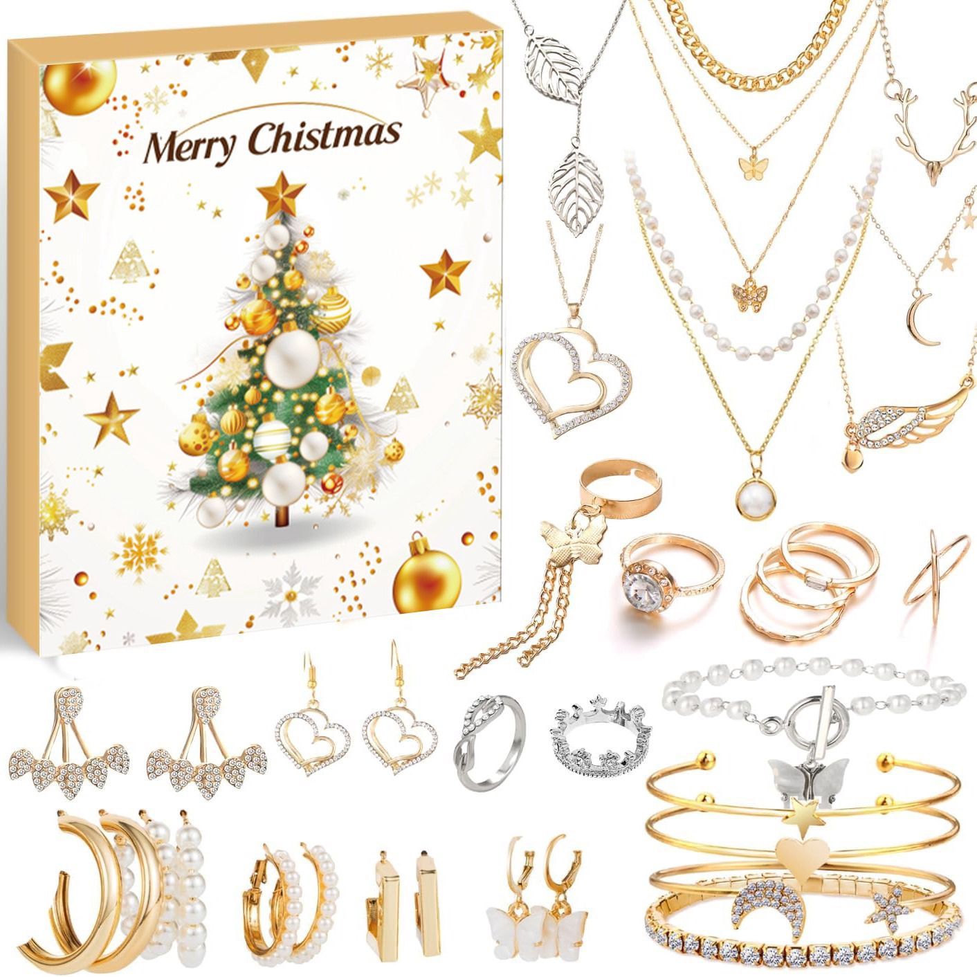 Adventskalender 2026 – Julkalender 24-delars smyckesaccessoarset