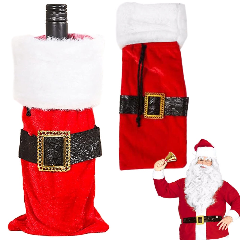 Flasköverdrag julmotiv tomtedräkt röd 40x14 cm