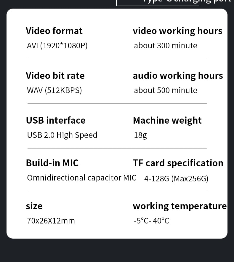 Body Cam Penn med Lyd- & Videoopptak - 32GB Kort Inkludert (18 av 21)