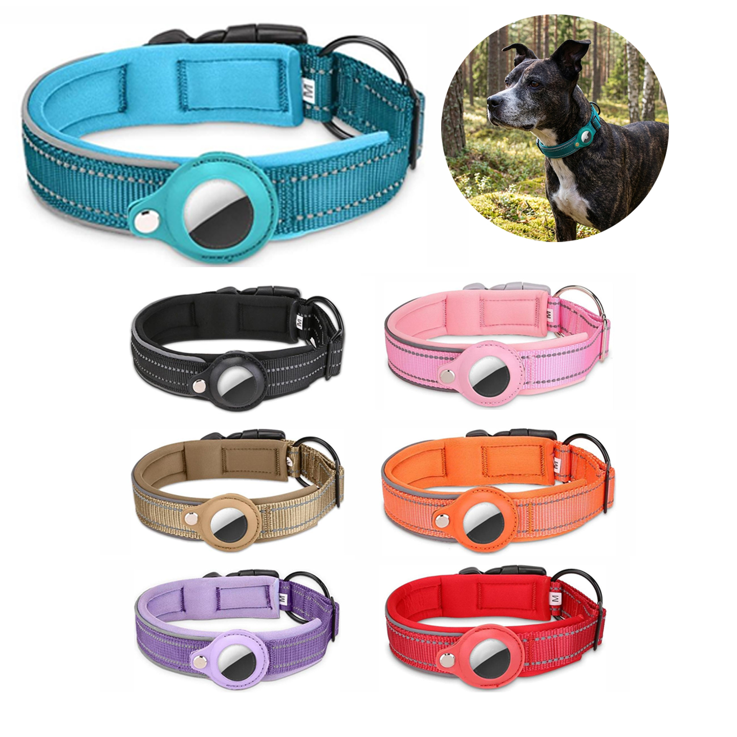 AirTag-halsbånd med refleks for hund