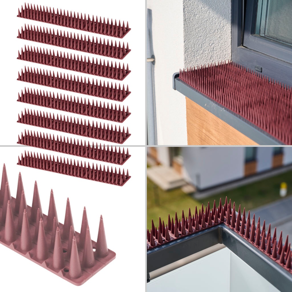 Fågelpiggar i plast – brun, 8 moduler