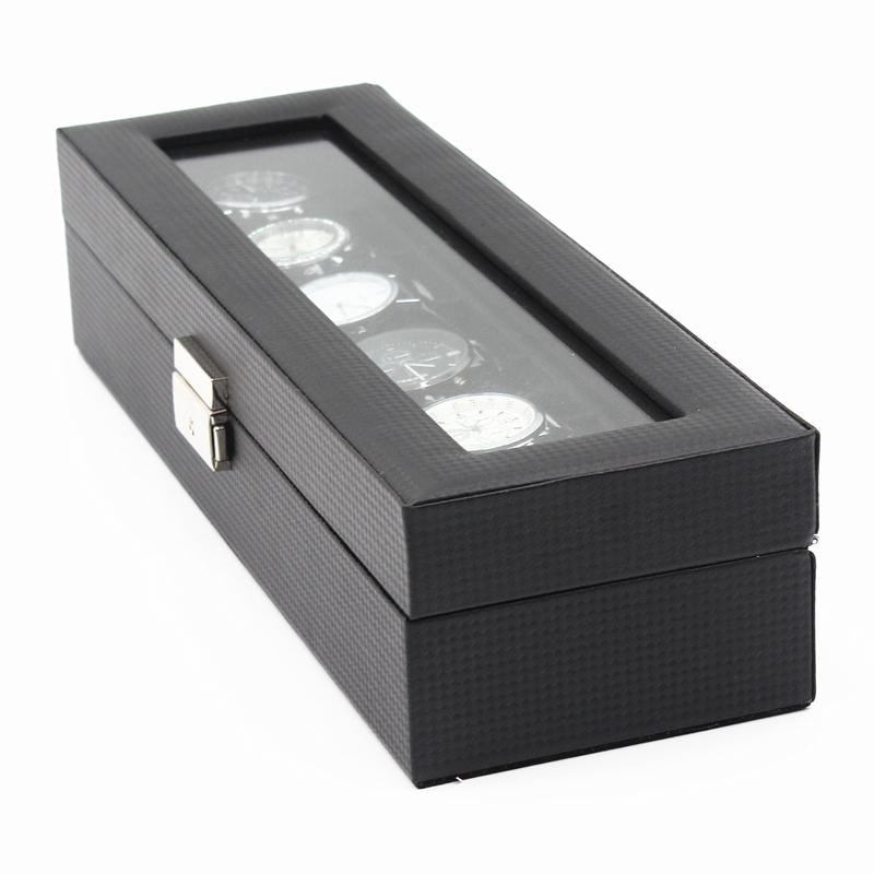 Watchbox / Klockbox 6 klockor -  Lyxmodell i svart carbon (2 av 3) (3 av 3)