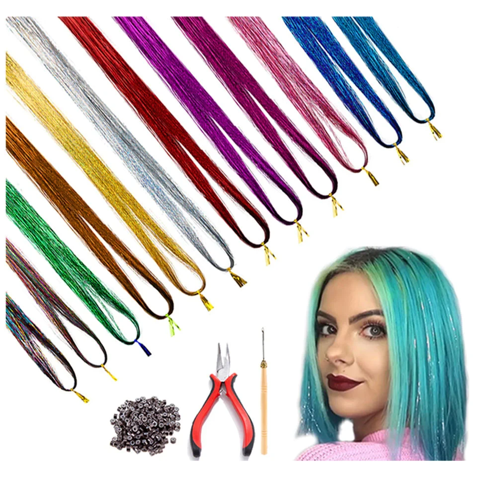 Glitter-extensions til håret, 12 farger (7 av 8)
