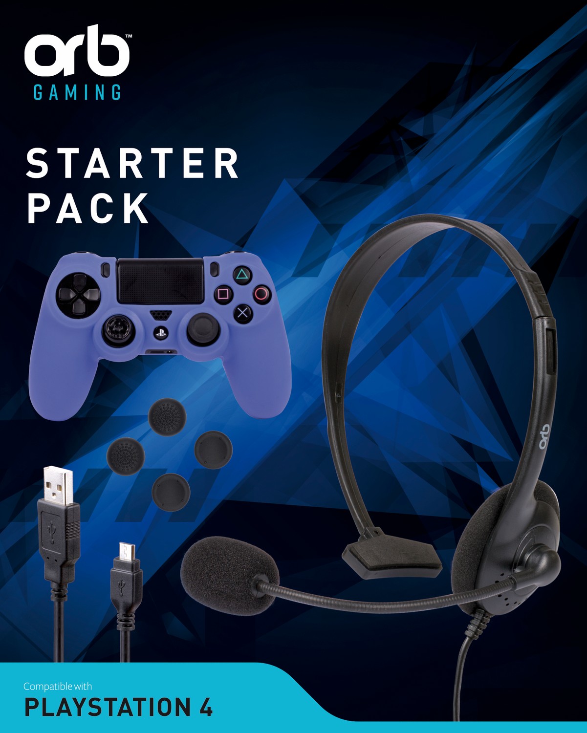 Product Image for Playstation 4 Starter Pack inkl Headset Laddkabel Silikon skin Tumgrepp