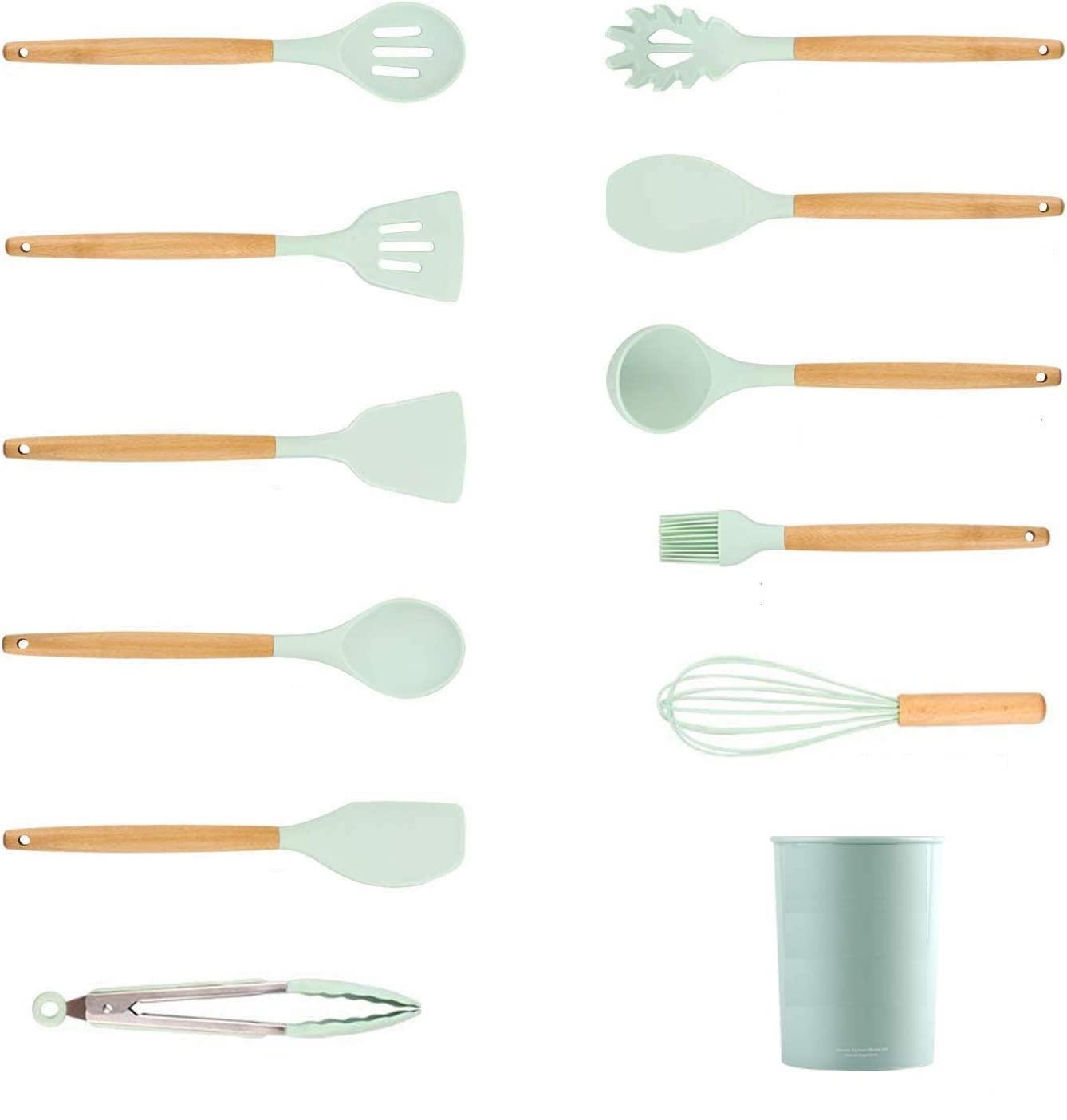 Köksredskap set 12 delar -Silikonredskap -Värmebeständig -nonstick -med behållare -olika färger (9 av 47) (10 av 47)