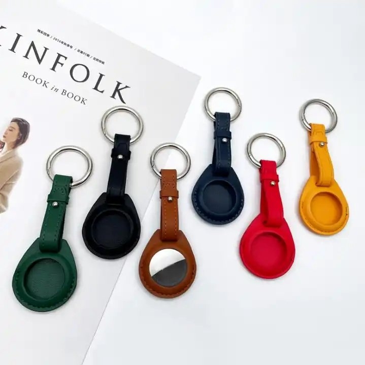 Product Image for Nøkkelringholder i luksuriøst flerfarget vegansk skinn til Apple AirTag, med beskyttende etui