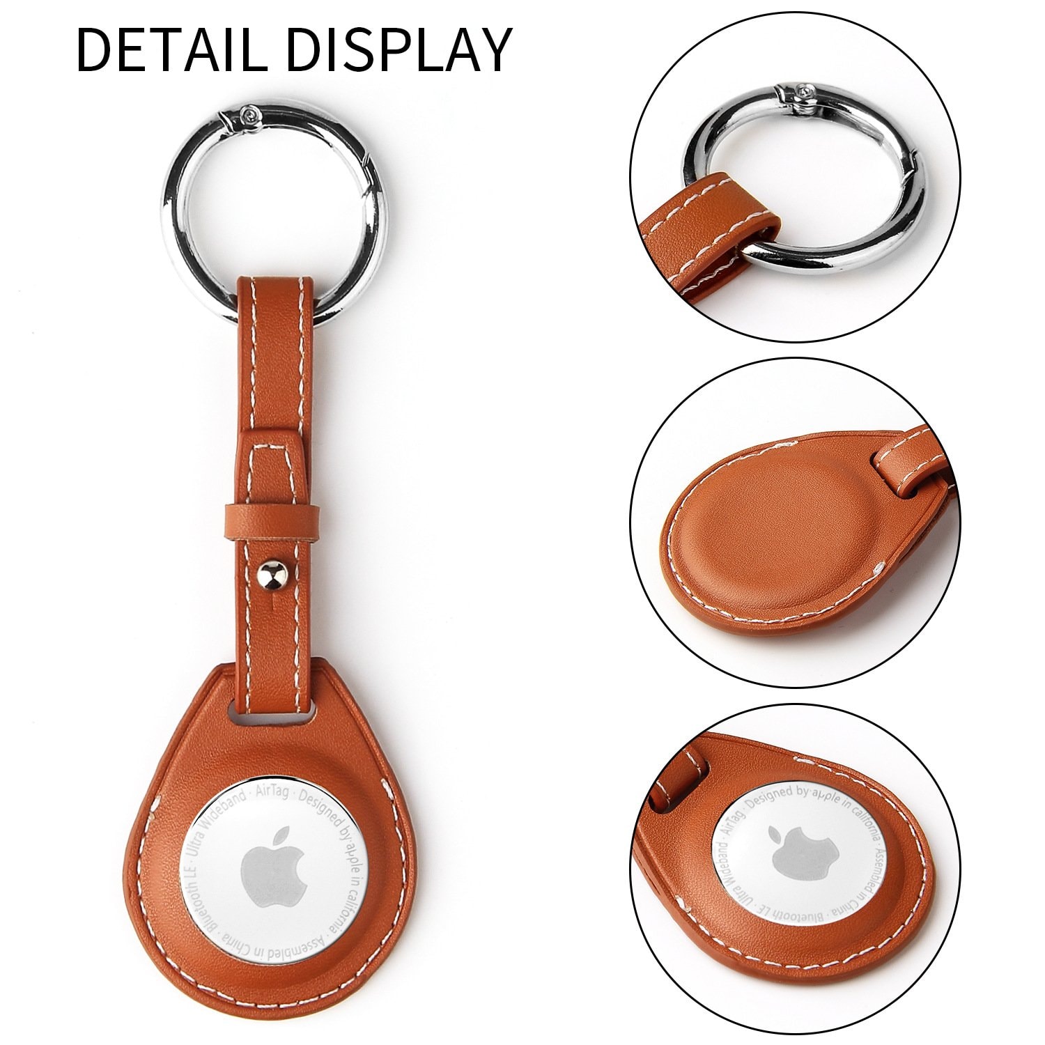 Nyckelringshållare i lyxigt flerfärgat veganskt läder för Apple AirTag, med skyddande fodral (2 av 7)