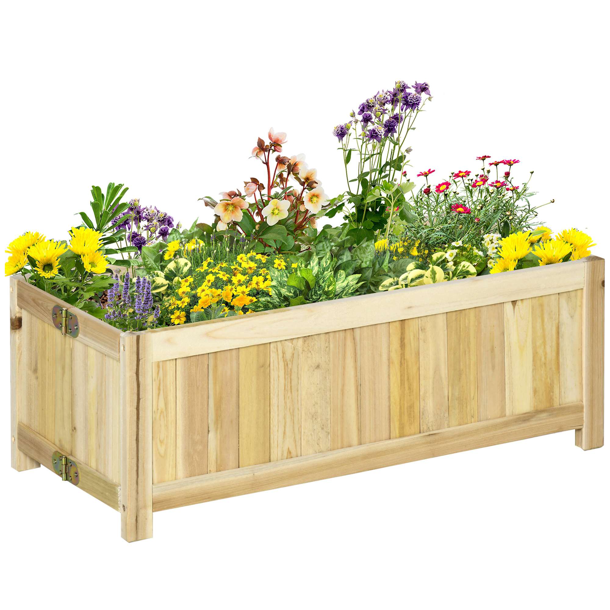 Hopfällbar upphöjd trädgårdsbädd i massivt trä, väderbeständig, 70x30x25 cm, naturfärgad