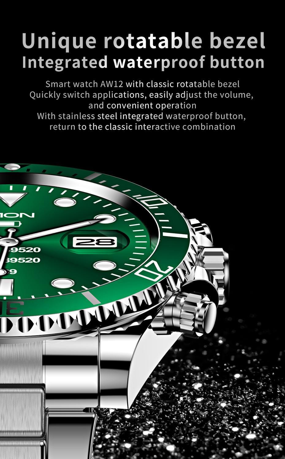 Smart watch / Träningsklocka AW12 Grön (2 av 9)