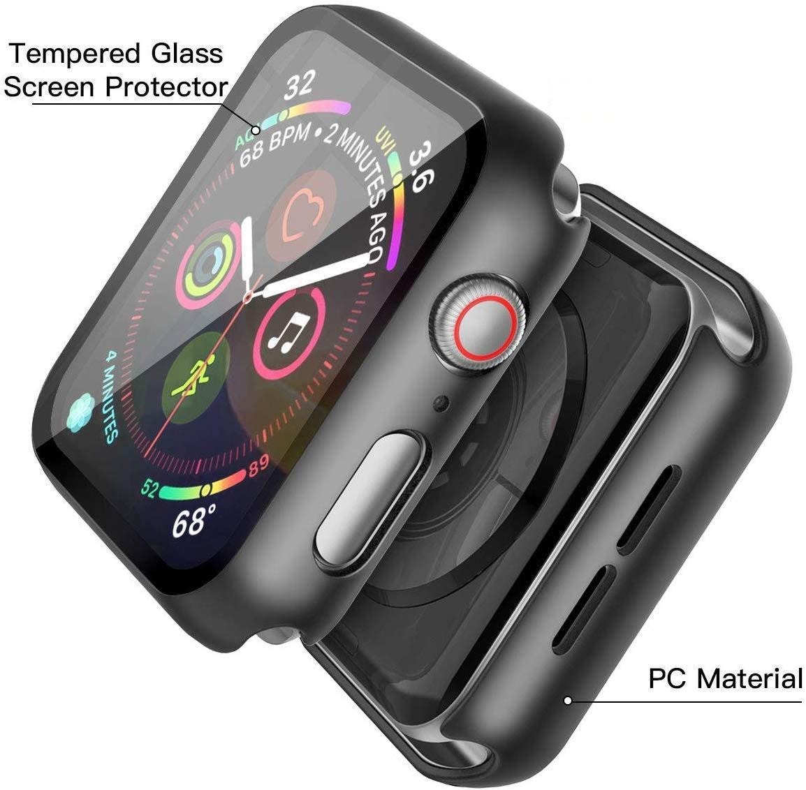 Skärmskydd Apple Watch 4/5 44mm Härdat glas Svart (5 av 17)