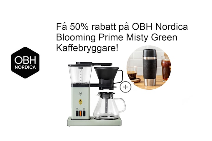 Rabattkod: 50% rabatt på OBH Nordica Blooming Misty Green kaffebryggare