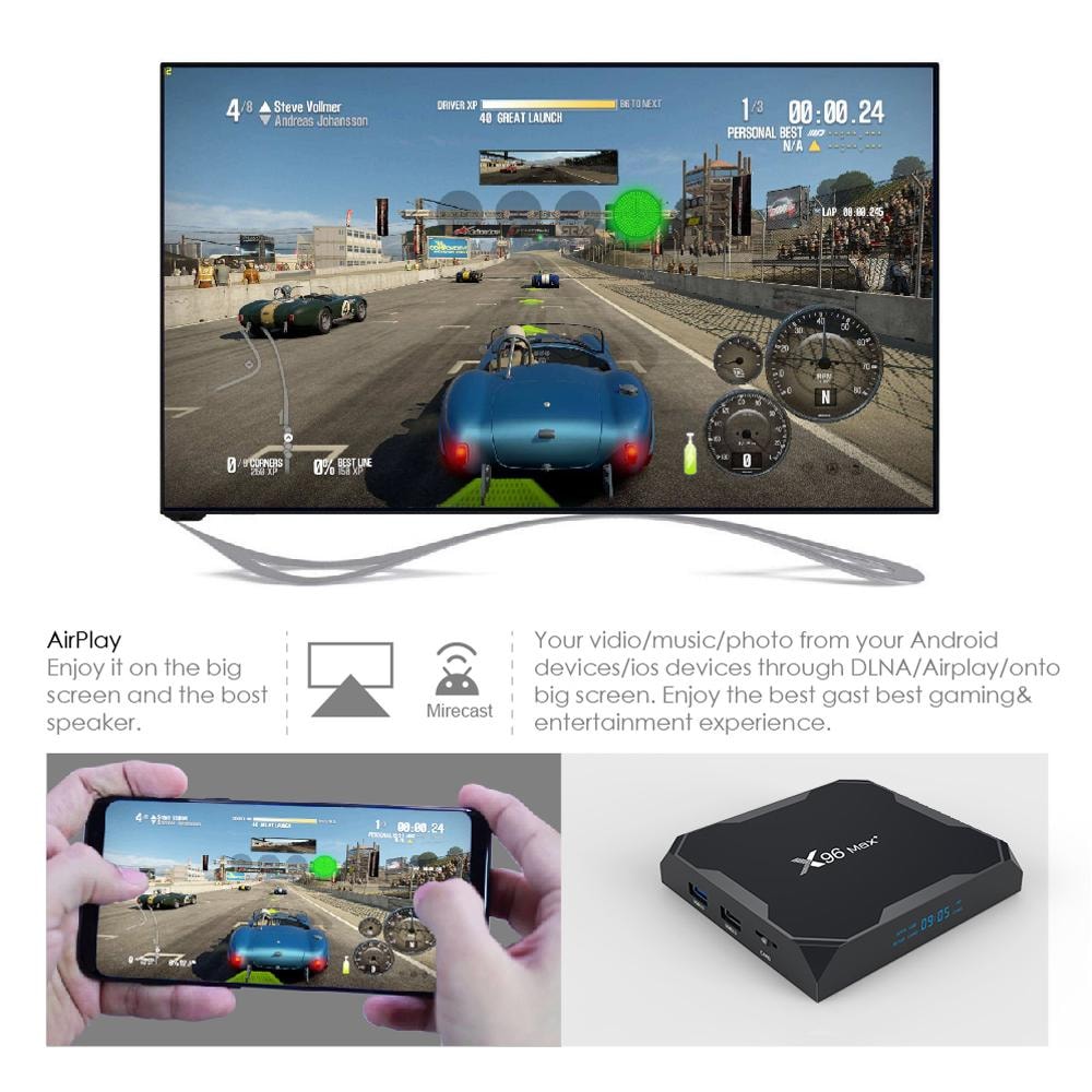 8K Full HD Mediaspelare x96 MAX+ - KODI, WiFi TV Box IPTV - 9.0 android (3 av 11)