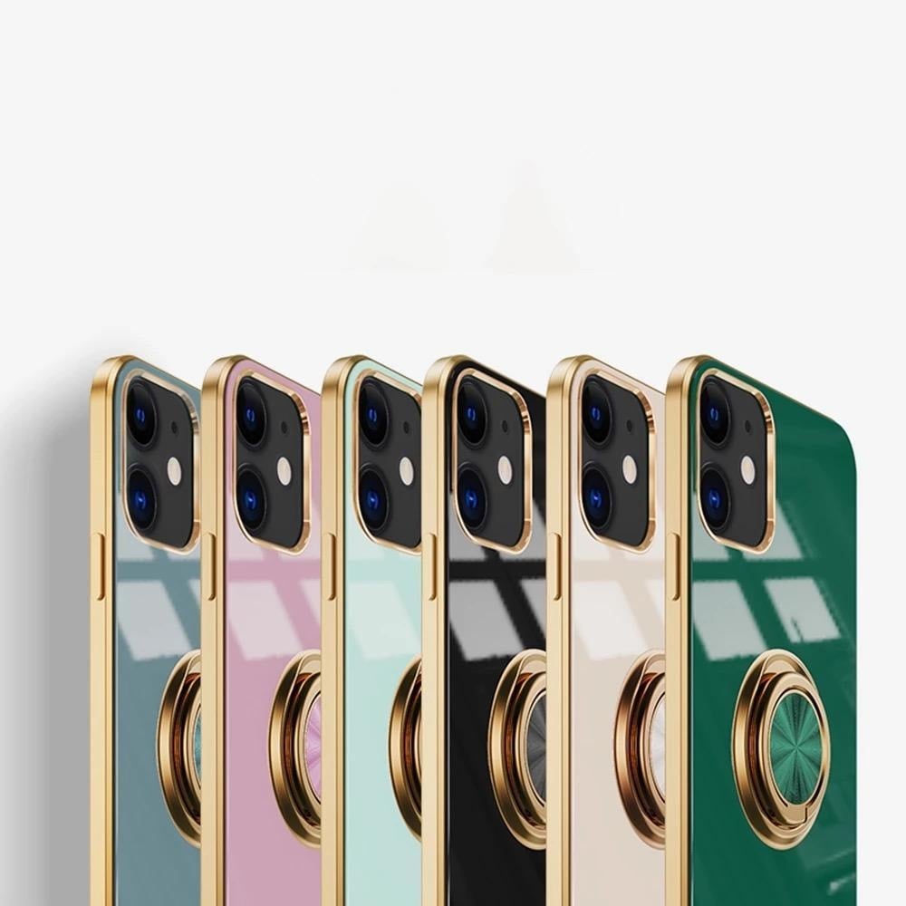 Lyxigt Stilrent skal ‘iPhone 14‘ med ring ställ-funktion Guld! (2 av 7)
