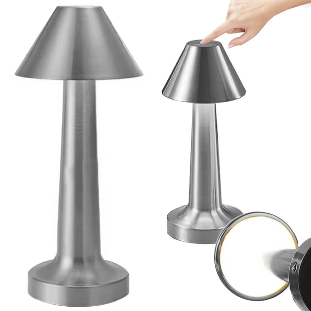 Retro Uppladdningsbar Bordslampa i Metall Dimbar Silver