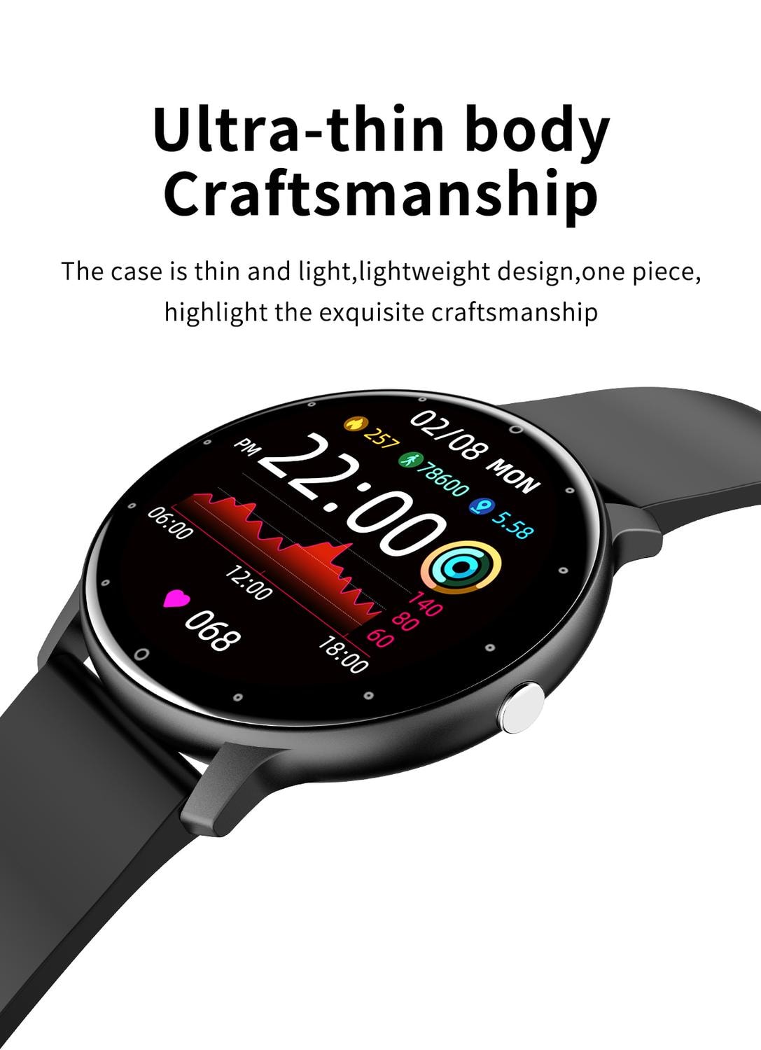 Smart watch / Träningsklocka ZL02D Svart (1 av 8)