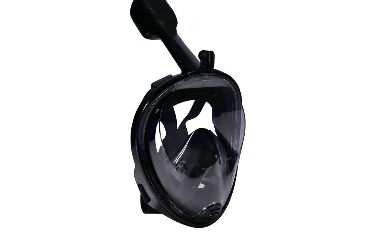 Snorkelmask som täcker hela ansiktet, GoPro-fäste, L/XL, Svart (1 av 5)