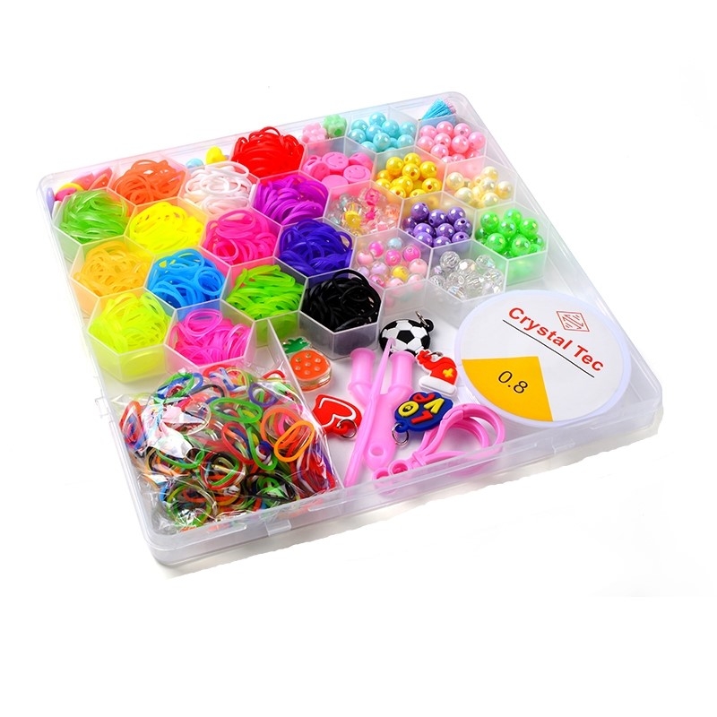 Loom Bands Kit - 1000 stk og massevis av perler og tilbehør.