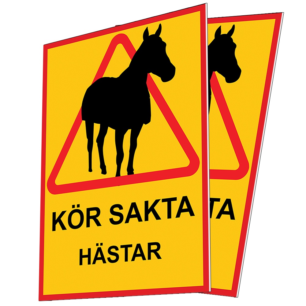 Skilt / Varselskilt Kjør sakte hester