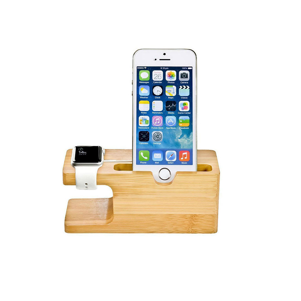 Laddstation i bambu för iPhone och Apple Watch