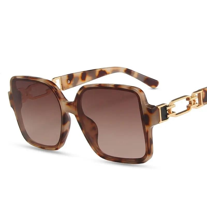 Store luksuriøse solbriller i elegant stil leopardtrykk gull (1 av 2)