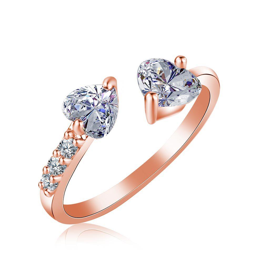 Dubbelhjärta, ring med Zircon