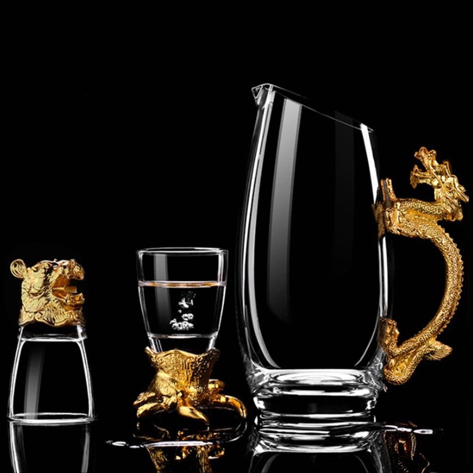 Chinese Zodiac, Karaffset med 12x Glas - Guld (5 av 7)