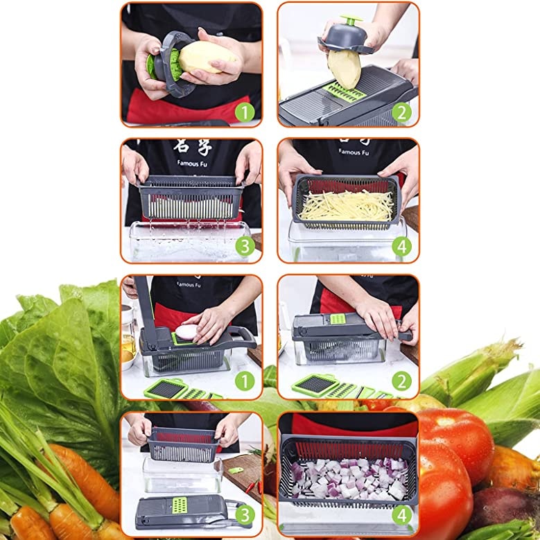 Grønnsakskutter med syv kniver og beholder (7 av 26)