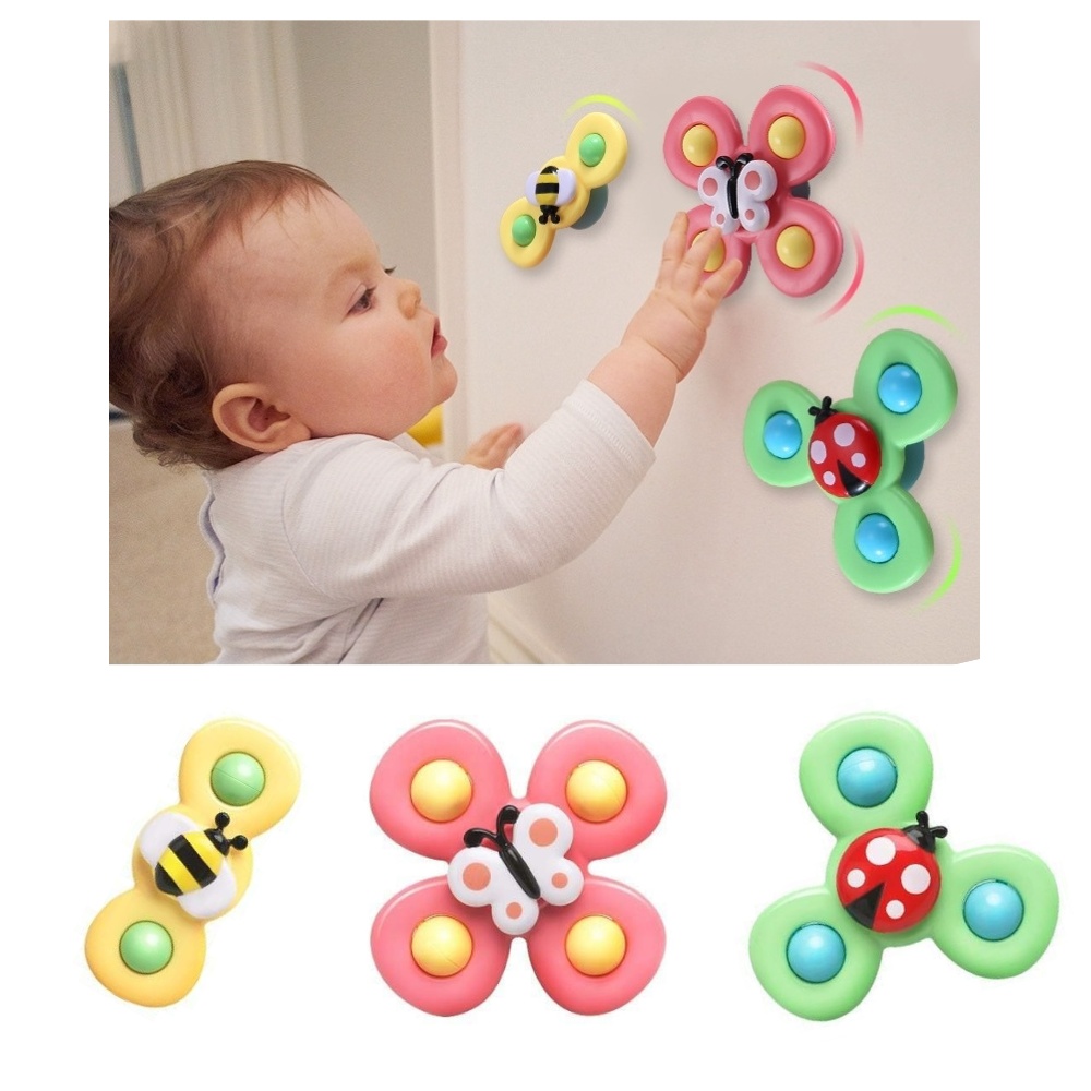Product Image for 3-Pack Baby Fidget Spinners med Sugkopp – Roliga och Utvecklande Leksaker