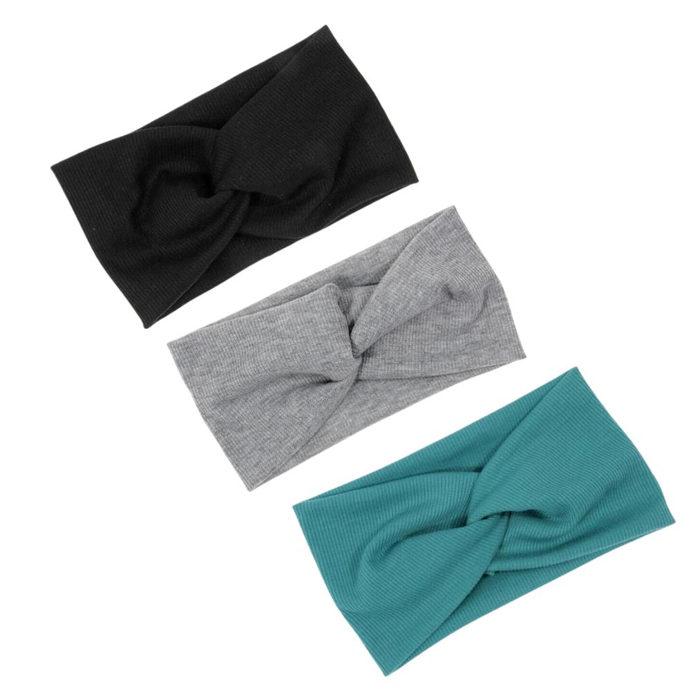 Product Image for 3 x Kryss elastisk hårband - Svart/Grå/Blå
