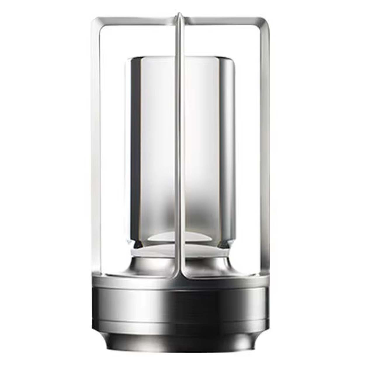 Trådløs LED-lampe - Oppladbar bordlampe i metalllykt sølv