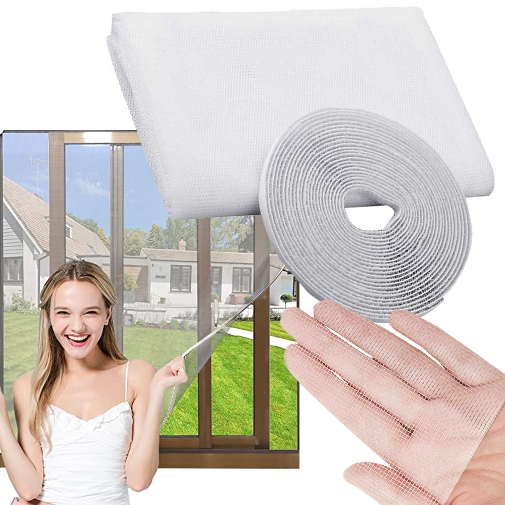 Product Image for Klippbart Myggnät för Fönster med Kardborre och Magnetlås 180x150cm Vit
