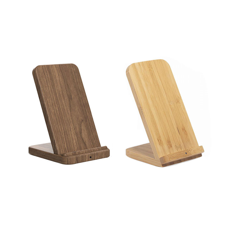 Trådlös laddare i bambu eller valnöt 10w