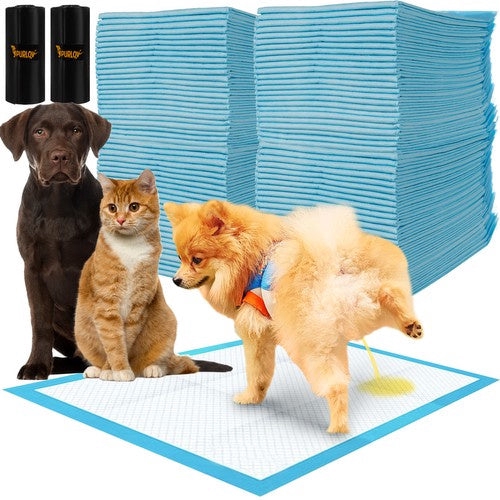 Hygienunderlag för hund/valp 60x40 cm 100-pack + 30 bajspåsar