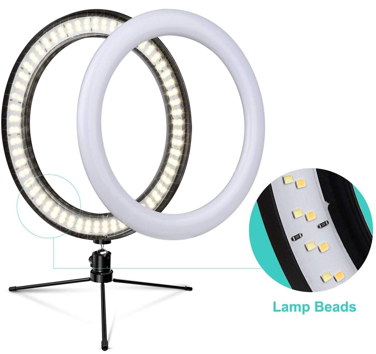 Selfie-lampa / Ring light (26cm) - bärbart stativ Svart (1 av 6)