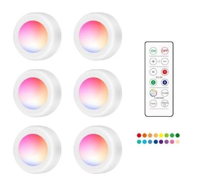 6 Pack Trådlös LED-Spotlights med Fjärrkontroller