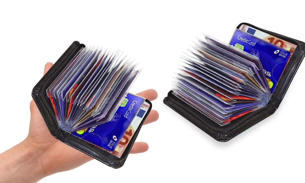 RFID-beskyttet myk, kompakt kredittkortlommebok for hele 36 kort (1 av 4)