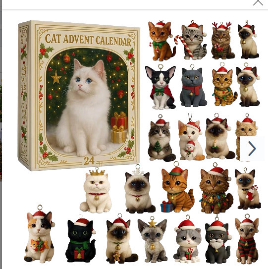 Adventskalender 2026 – Julkalender med festliga kattfigurer