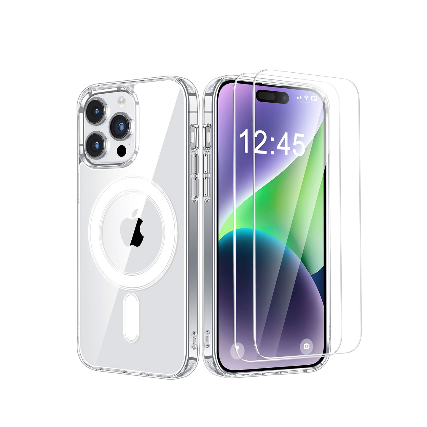 Mobilskal MagSafe inkl. skärmskydd och magnetisk plånbok för iPhone