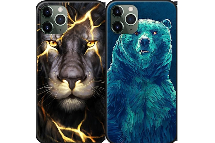 DEAL 2 för 1 coola skal björn lejon med blixtar iphone 