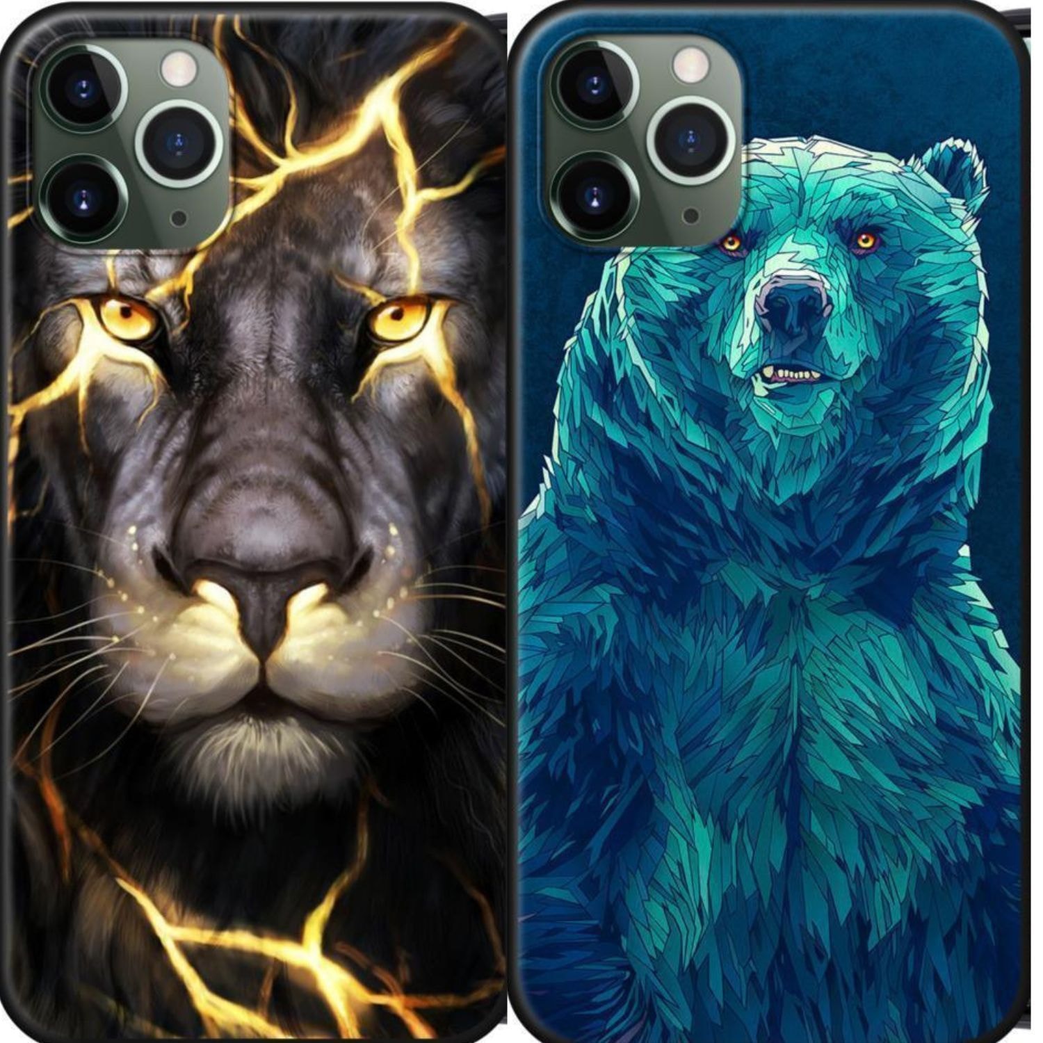 DEAL 2 för 1 coola skal björn lejon med blixtar iphone  (1 av 3)