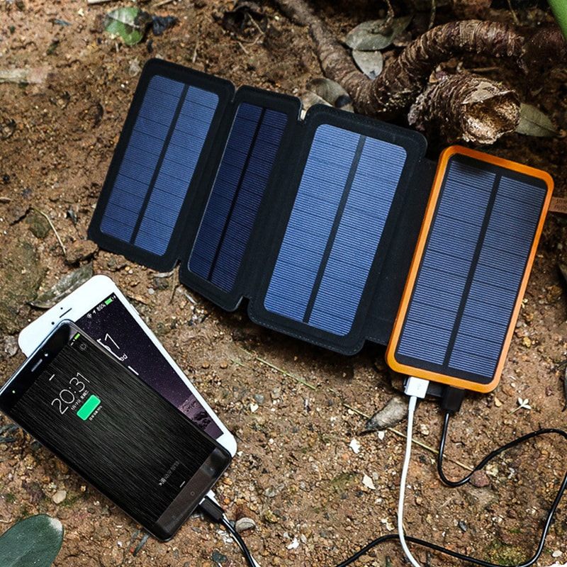 Solcellelader med powerbank og lommelykt 10.000 mAh (2 av 8)