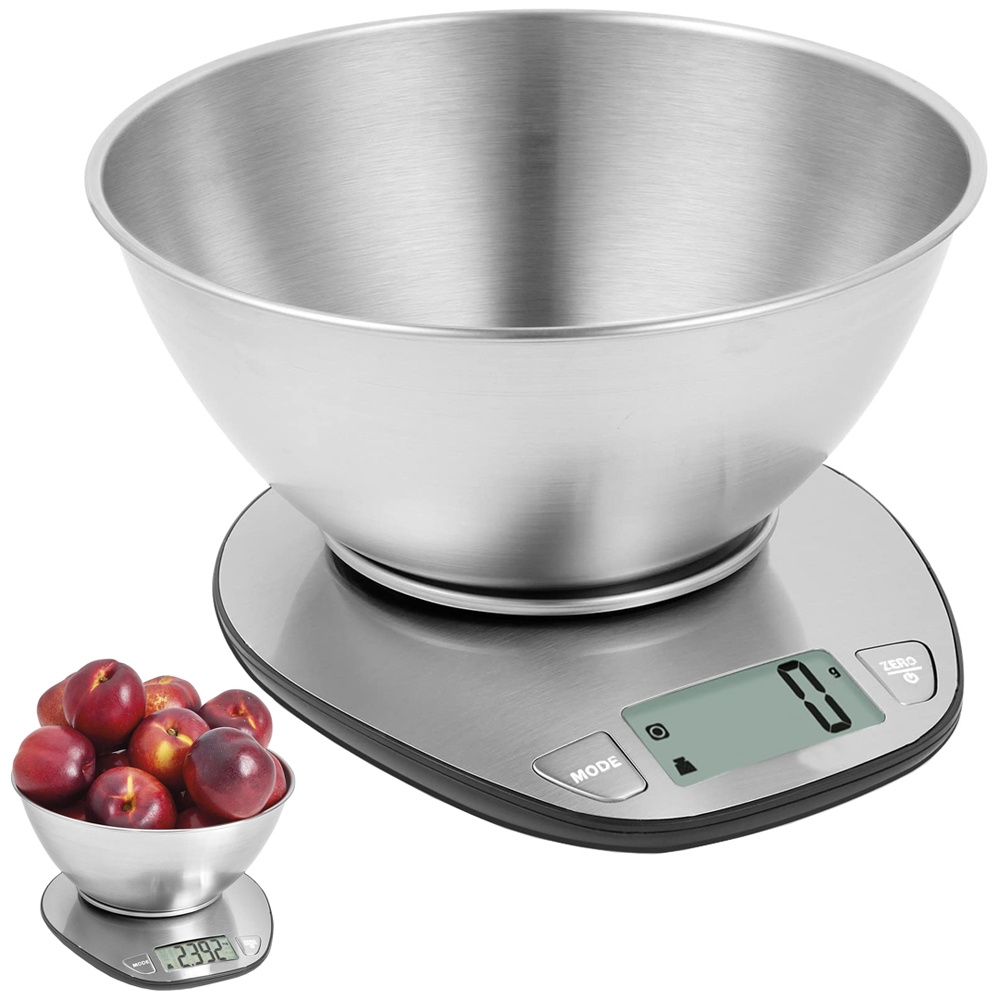 Digital kjøkkenvekt med metallskål opptil 5 kg